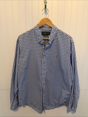 Ralph Lauren Blue and White Gingham Button-Down Shirt